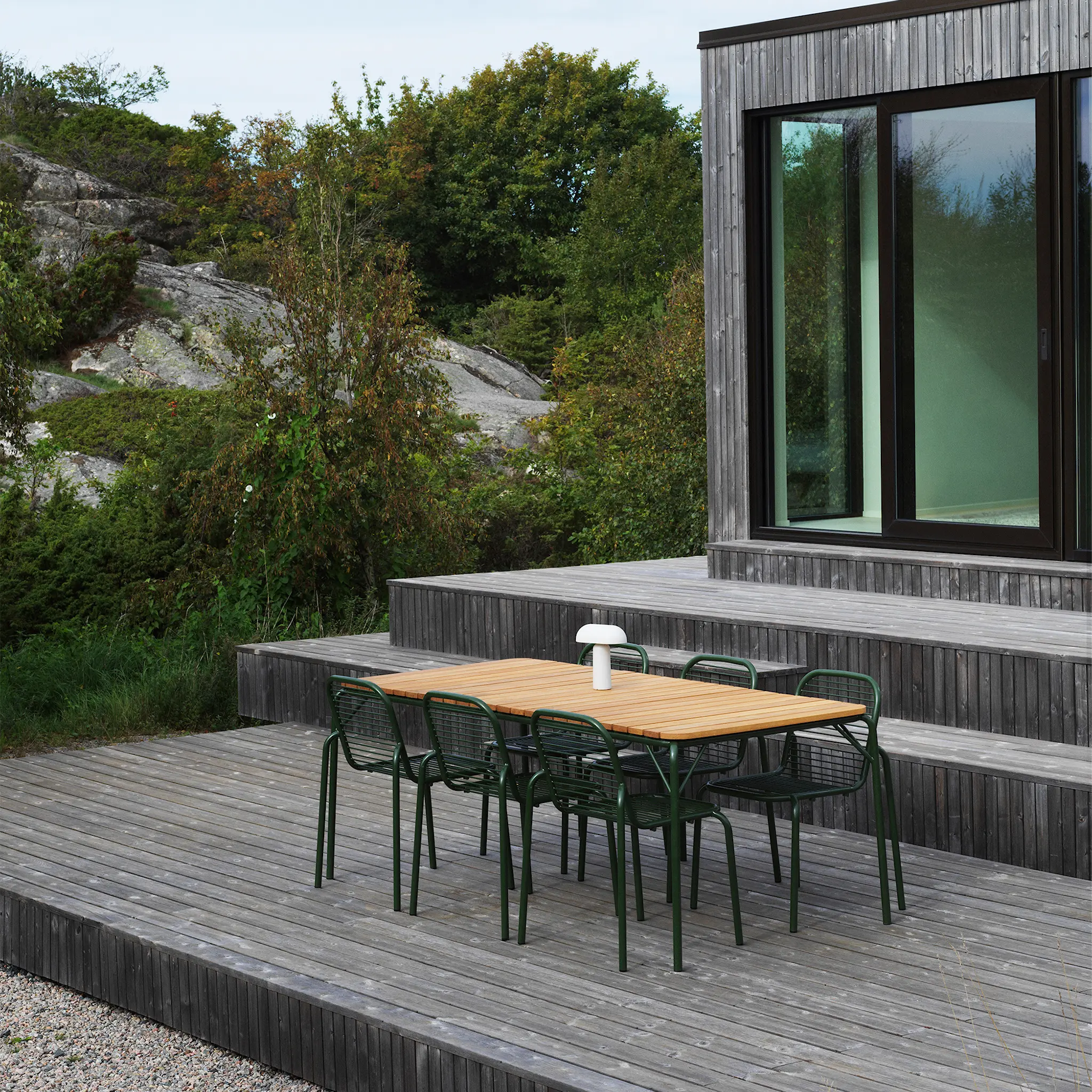 Vig Robinia utomhusbord 90 x 200 cm & Vig utomhusstol 6 st – Dark Green