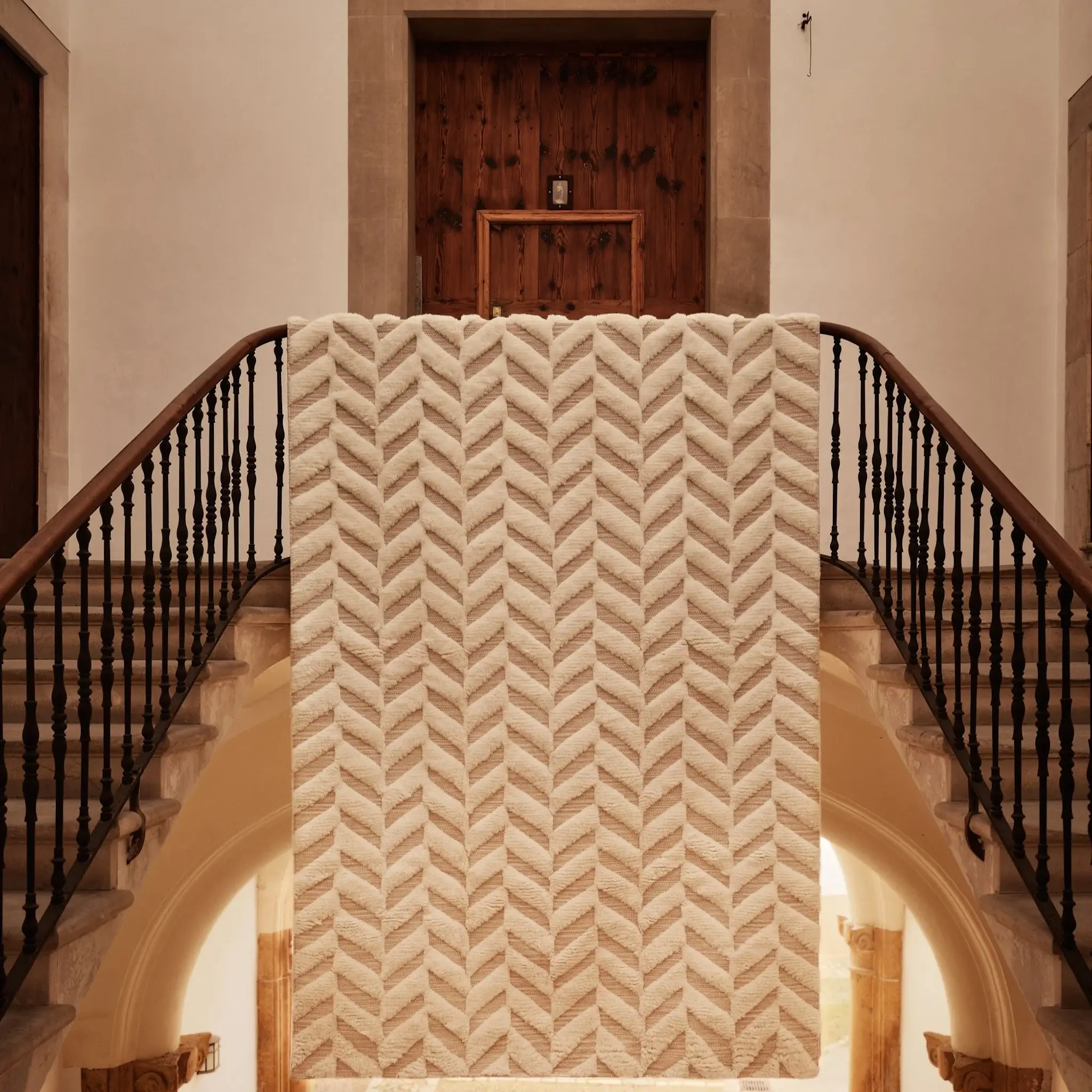 Herringbone White ullmatta