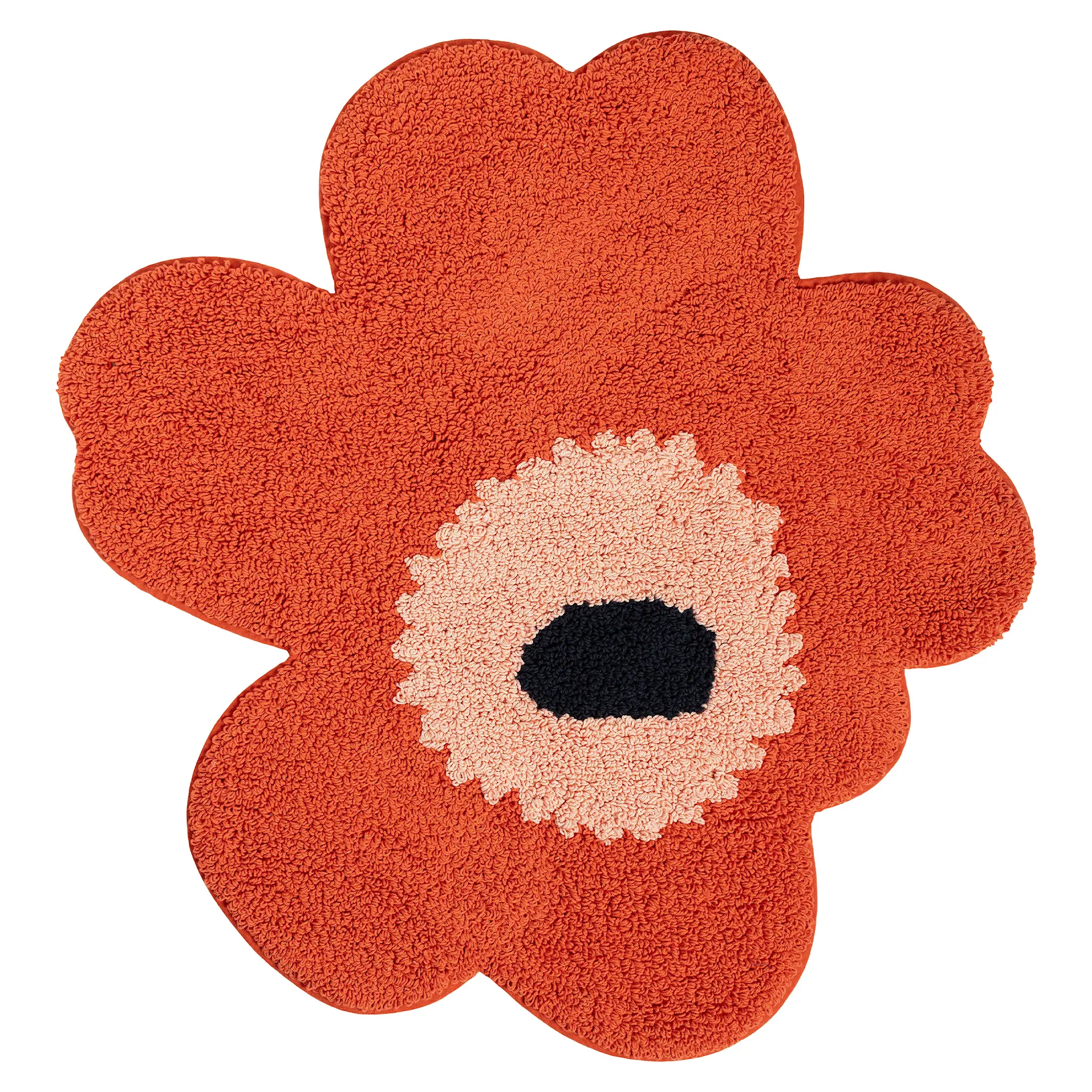 Unikko Orange Red Powder Charcoal badrumsmatta