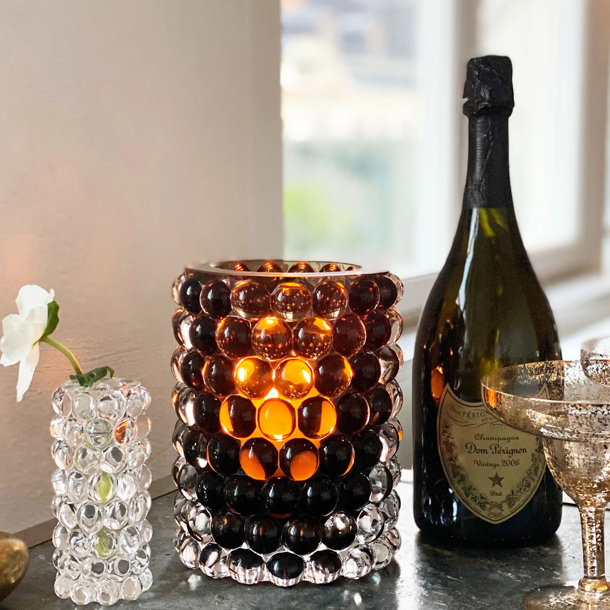 Hurricane Lamp Boule Large Smoky Grey