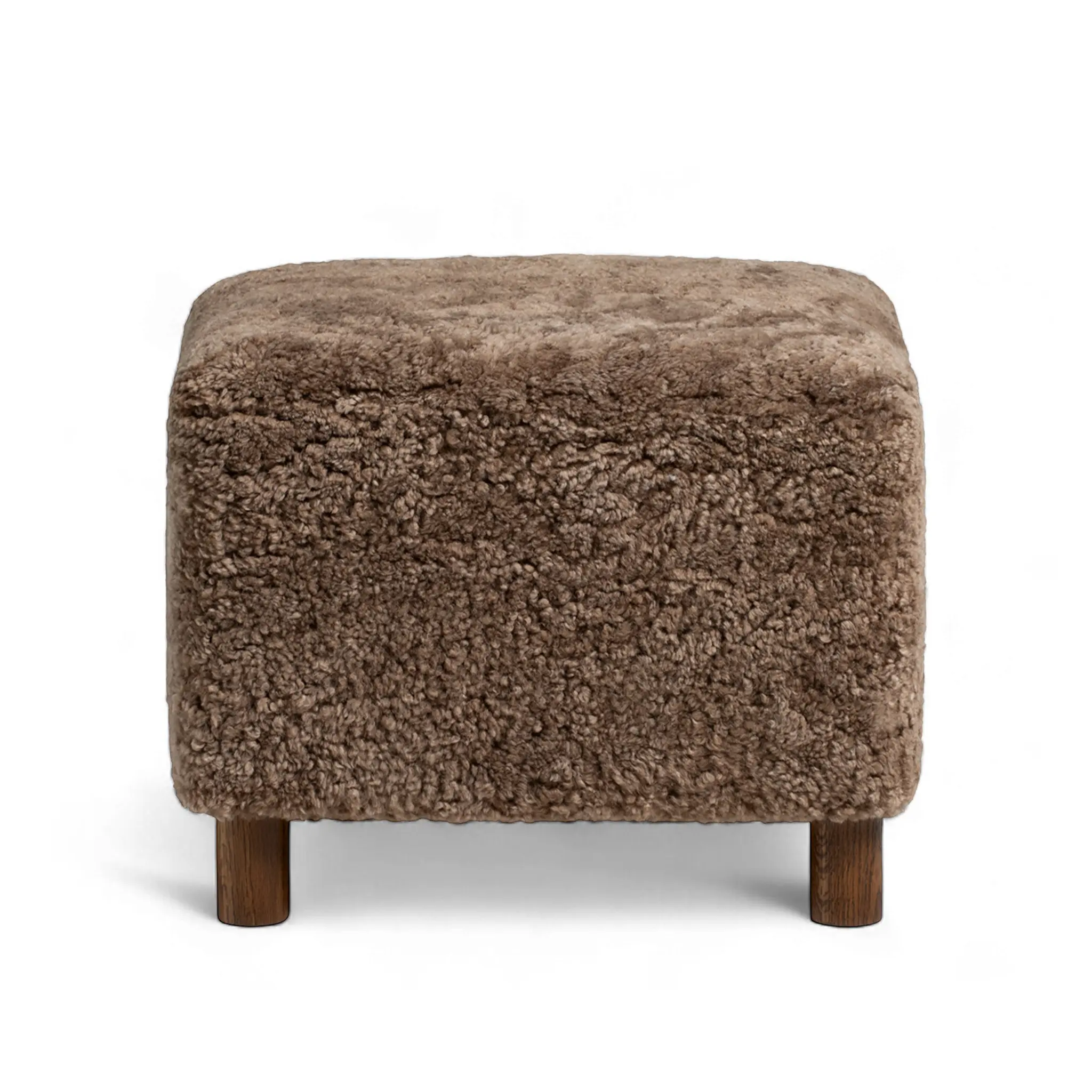 54 Footstool Sheepskin Sahara Fumed Oak