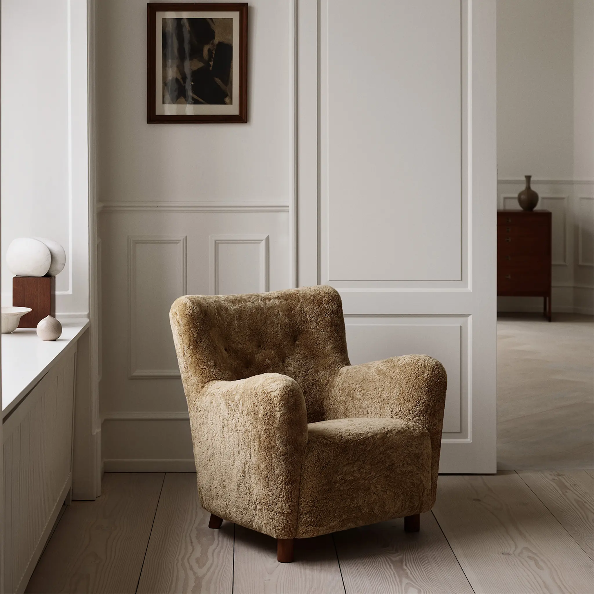 54 Chair Sheepskin Moonlight Fumed Oak