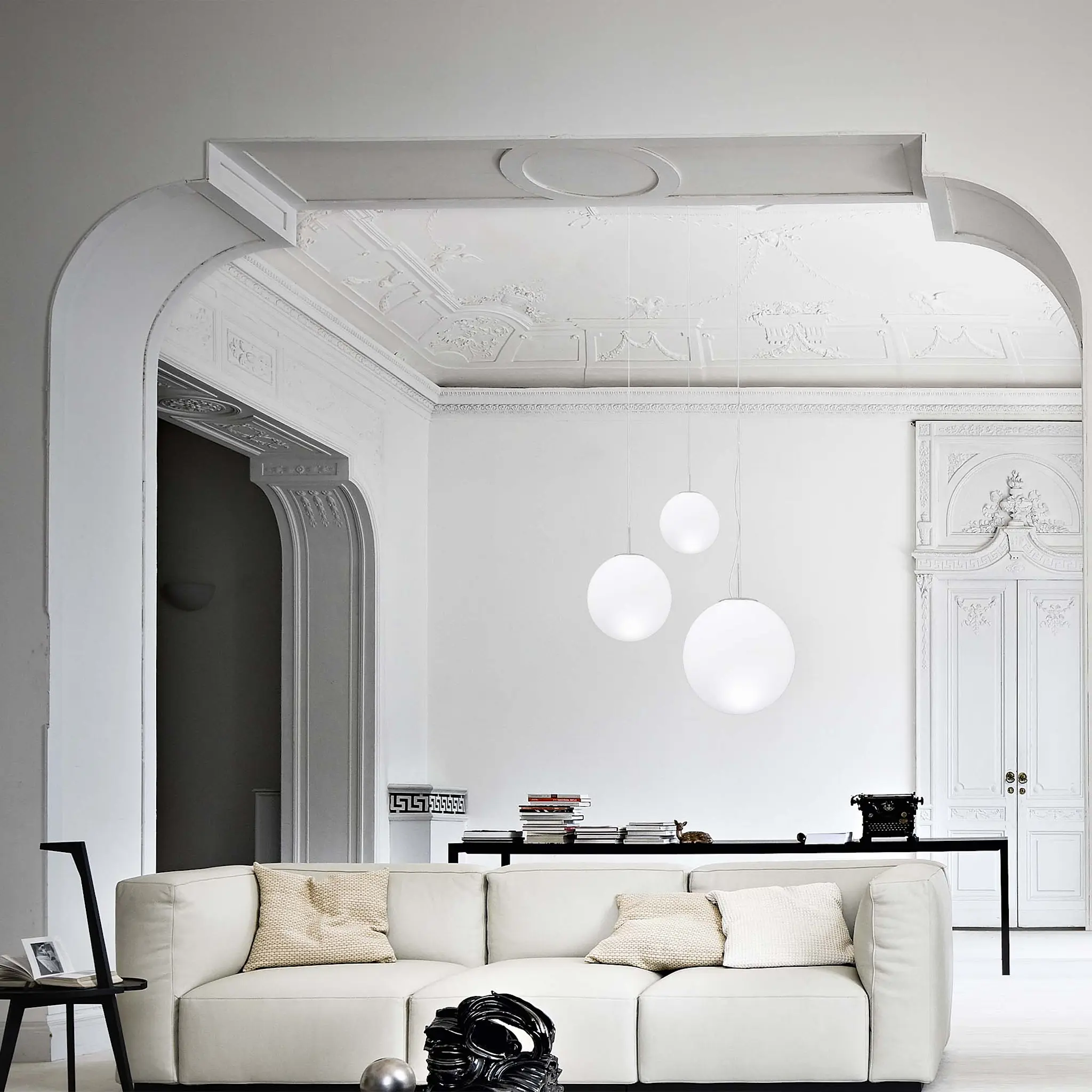 Asteroide Pendant, Ø30, White glass/White