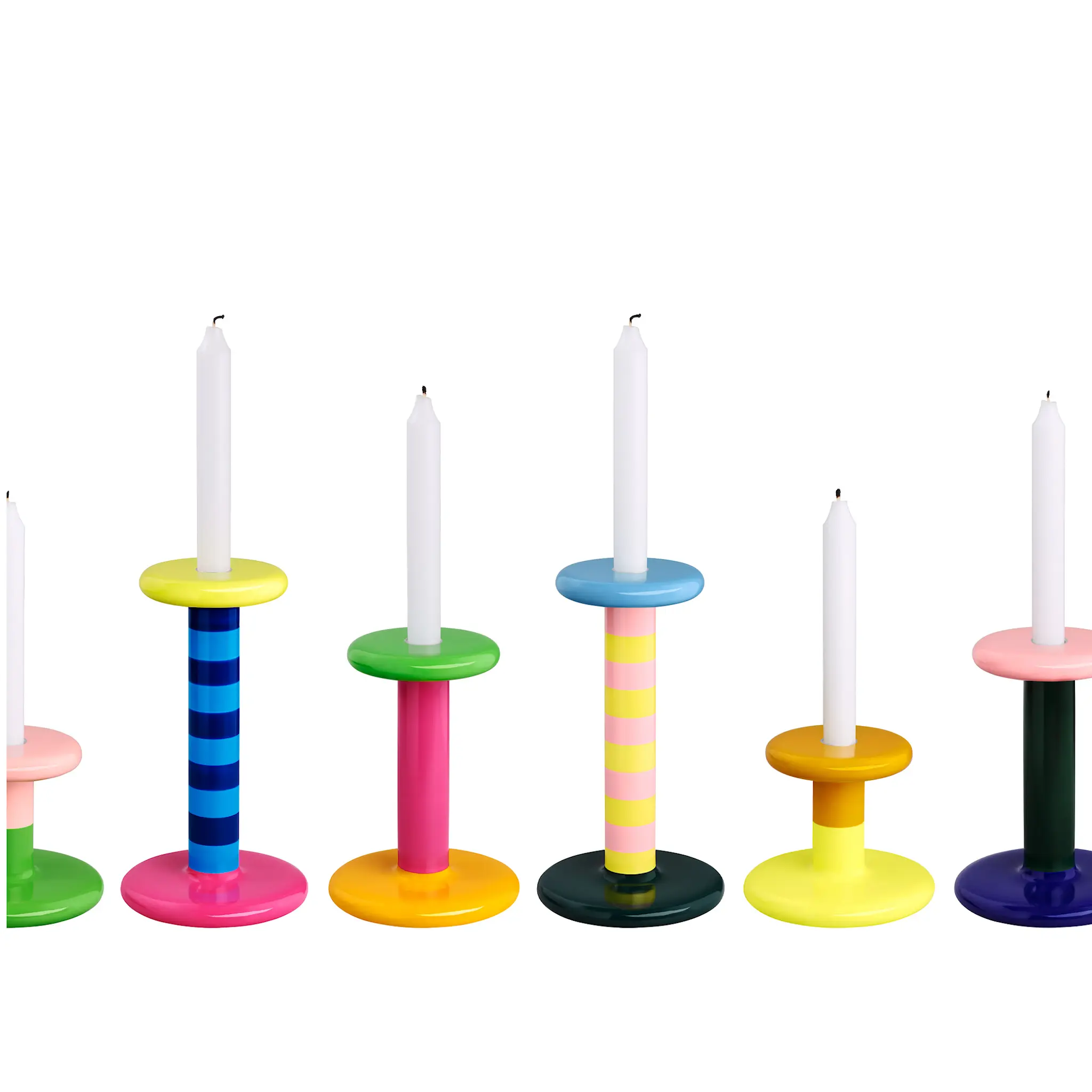 Pesa Candle Holder High - Sky Blue/Night Blue Stripe