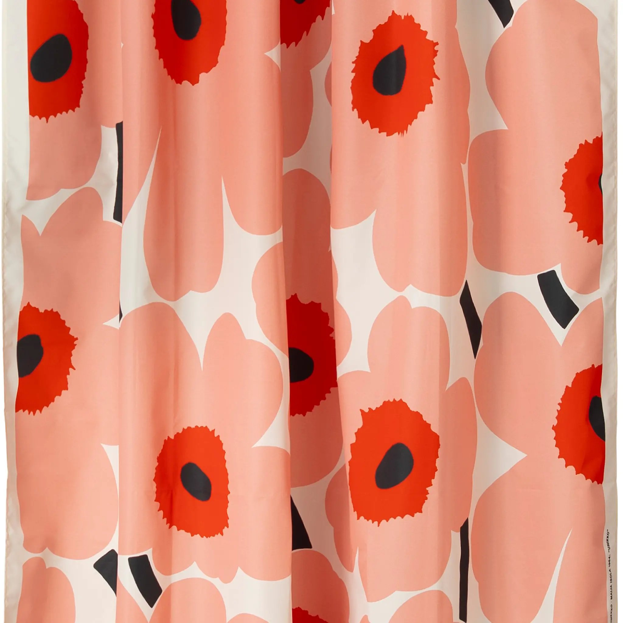 Unikko Offwhite Coral Or. Red Charcoal duschdraperi