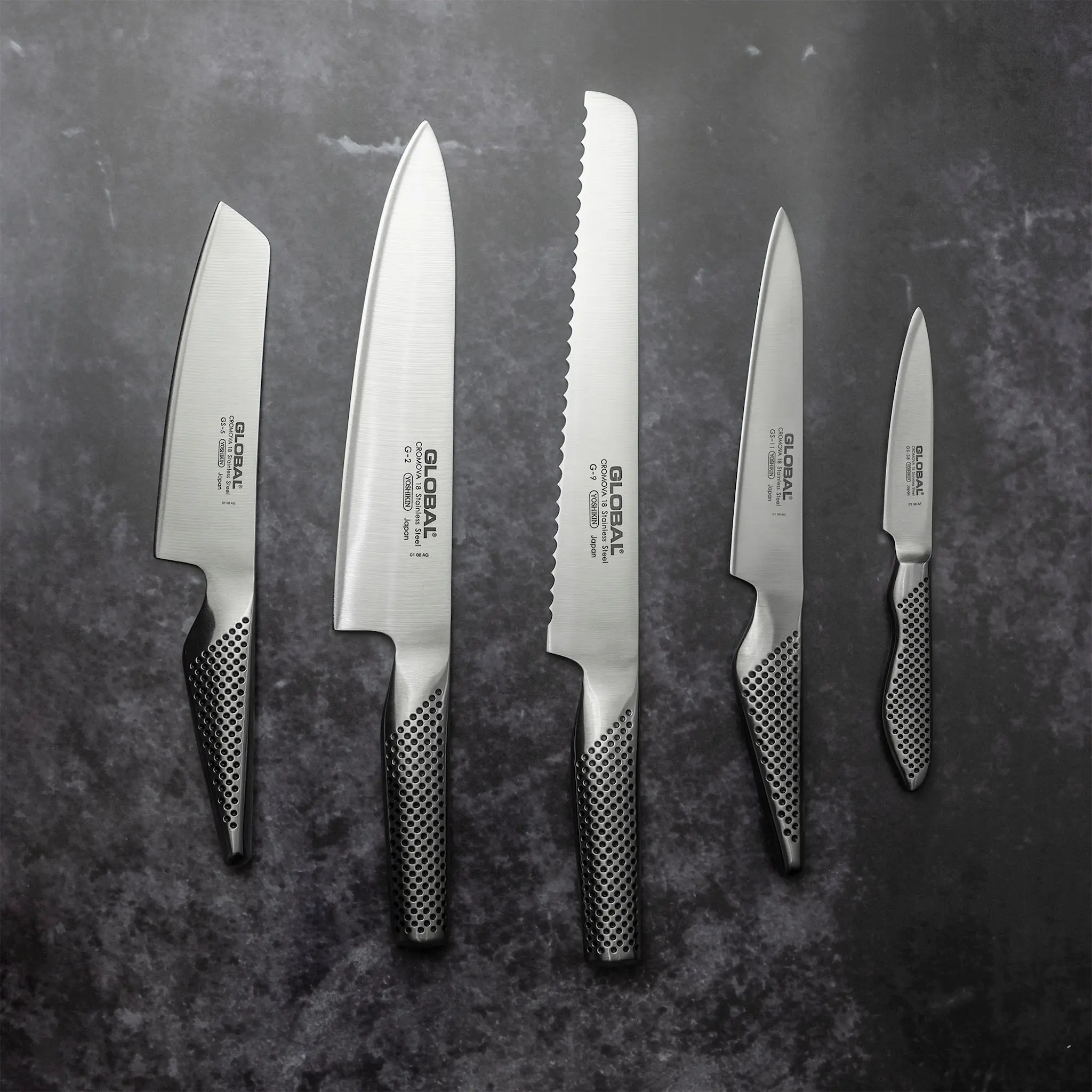 Knivset 5 delar & knivblock svart