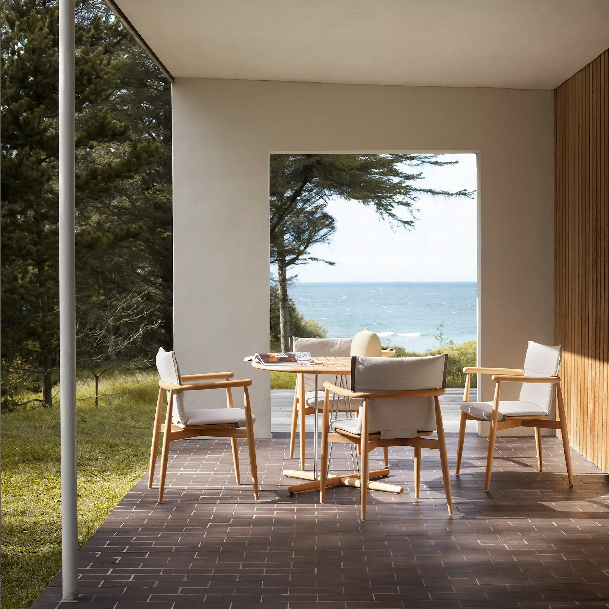 E008 Embrace Outdoor Series Chair Cushion, Agora Life Oat 1760, PG.1