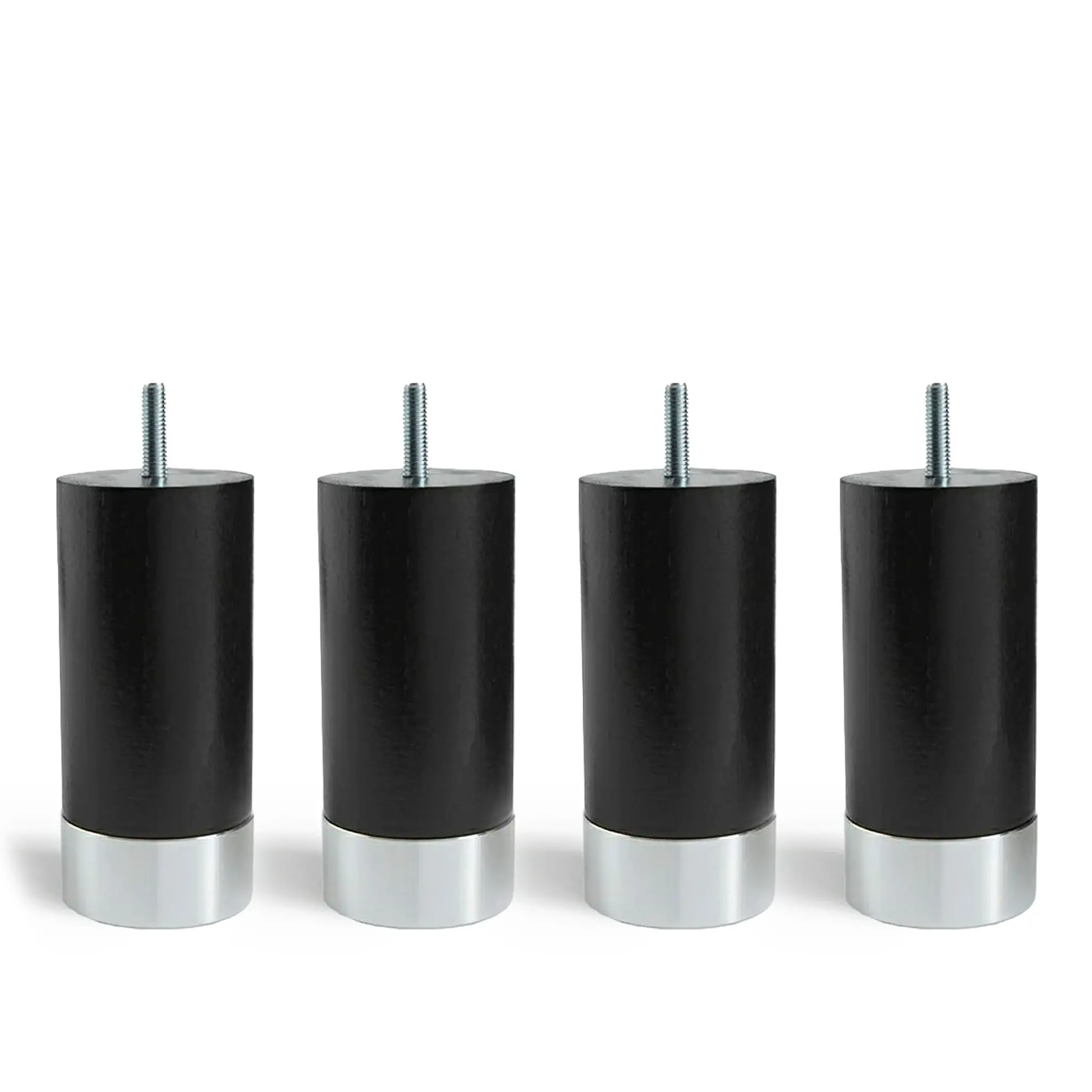 Cylinder sängben Svart med aluminium 4-pack