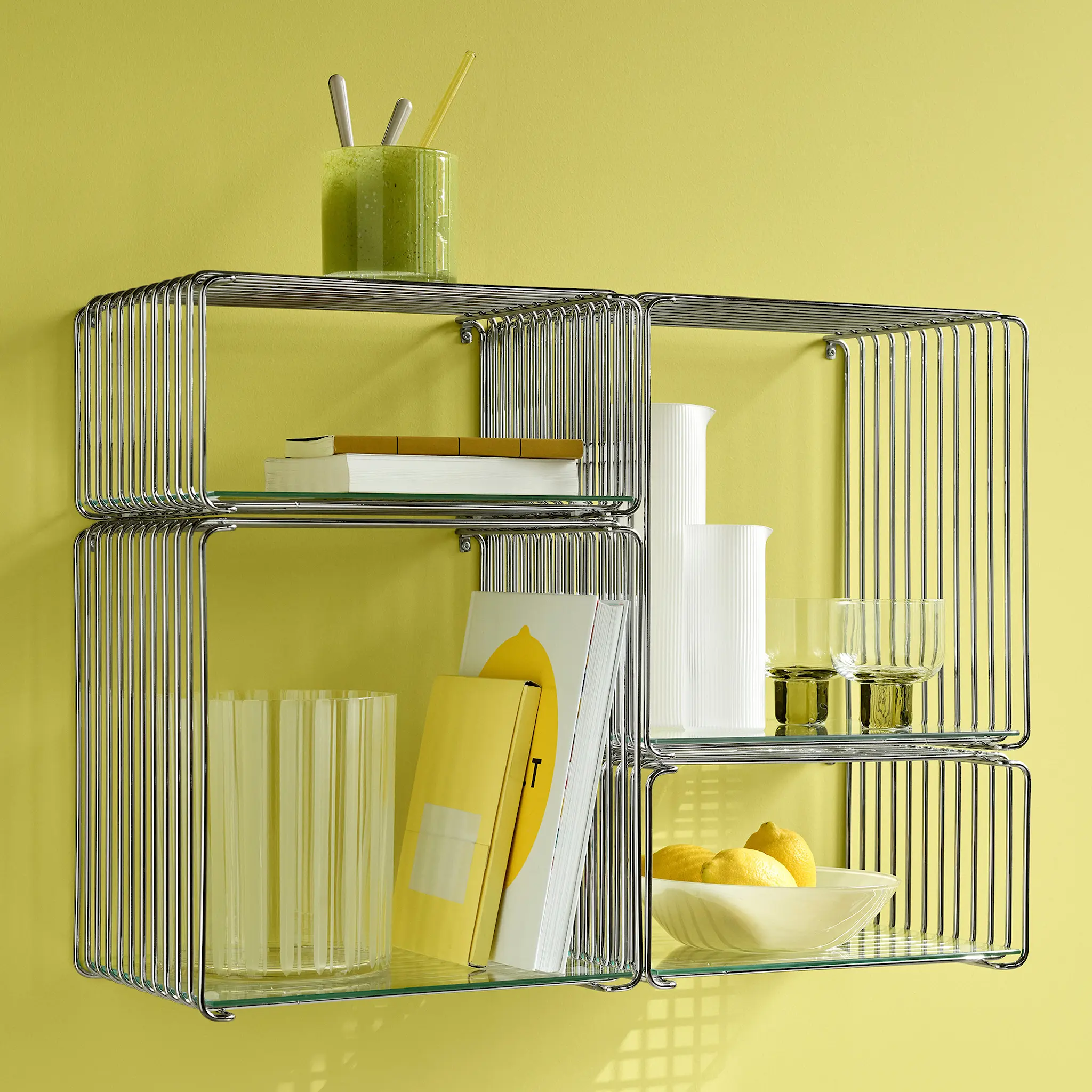 Panton Wire Half Height hylla, djup 25,7 cm - Pine