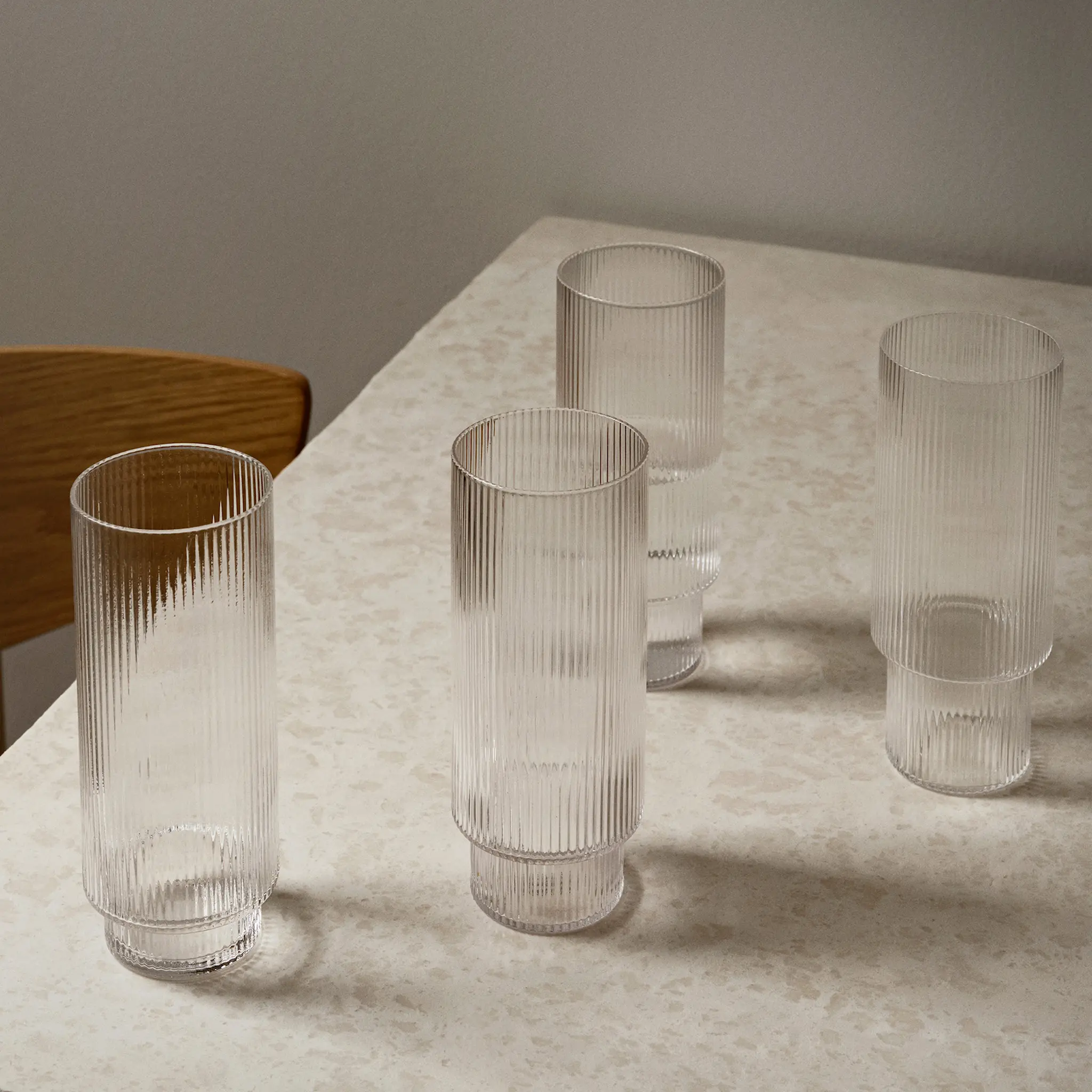Ripple Long Drink Glass Set Clear