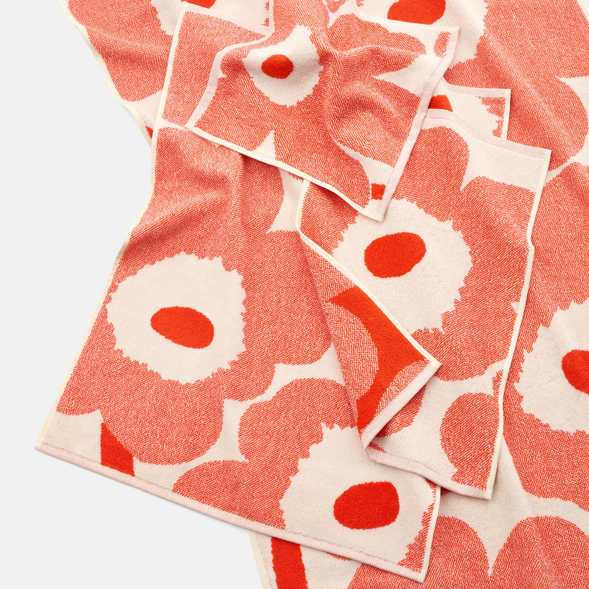 Unikko Orange Red gästhandduk 32 x 50 cm