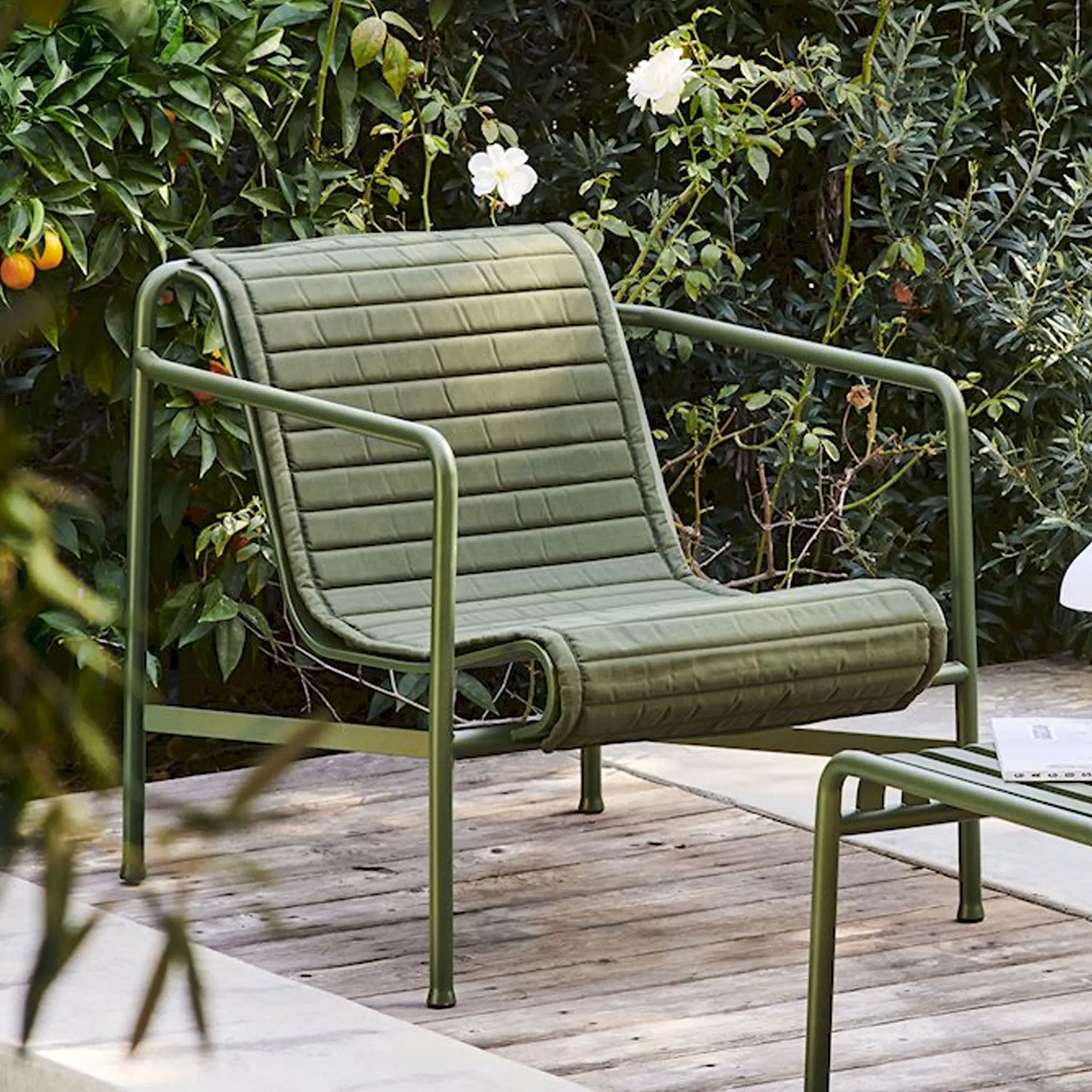 Palissade quiltad dyna för låg loungestol - Olive