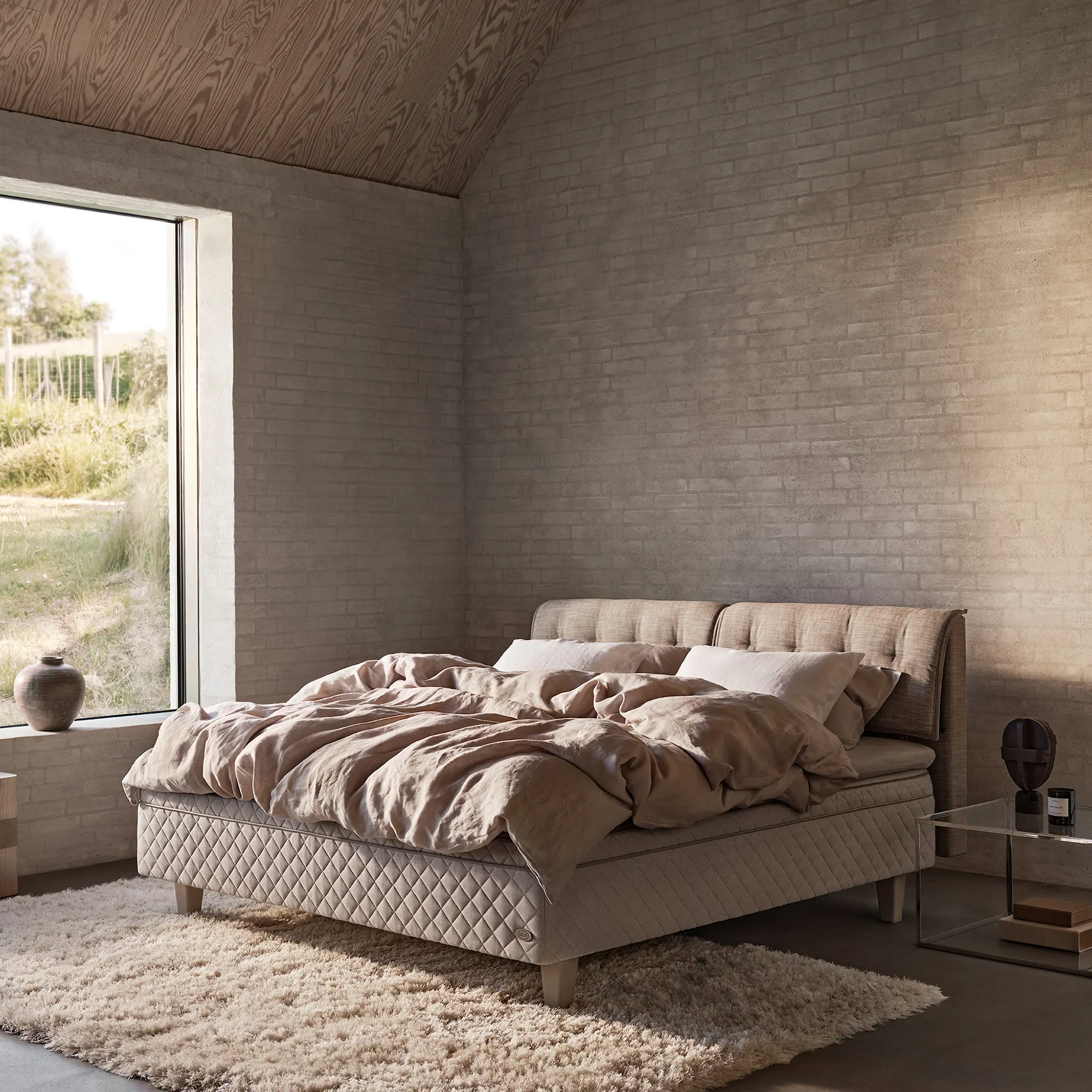 DUX SC sängben rund läder oatmeal 12 cm 4-pack